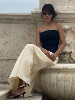 COMMENSE Casual Dresses|Work Dresses^Contrast Color Tube Long Dress Apricot