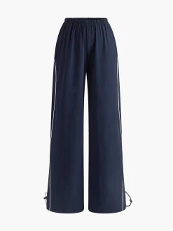 COMMENSE Pants|Bottoms^Contrast Piping Drawstring Pants Blue