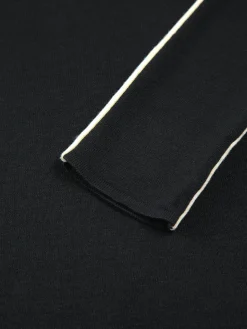 COMMENSE Tank Tops & Camis|Tops^Contrast Piping Turtleneck Long Sleeve Top Black