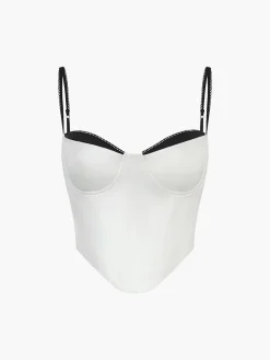 COMMENSE Corset Tops|Tank Tops & Camis^Contrast Trim Corset Cami Top White