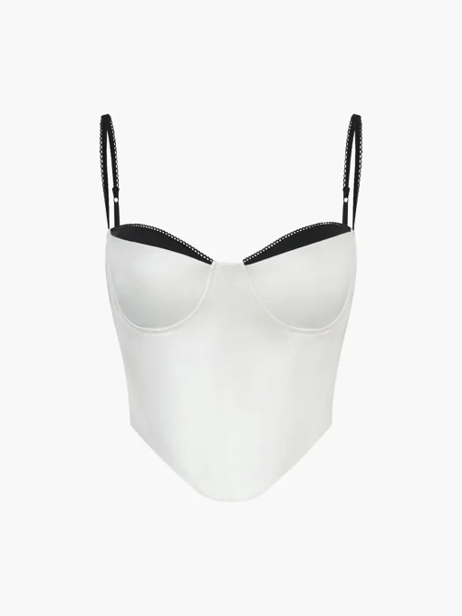 COMMENSE Corset Tops|Tank Tops & Camis^Contrast Trim Corset Cami Top White