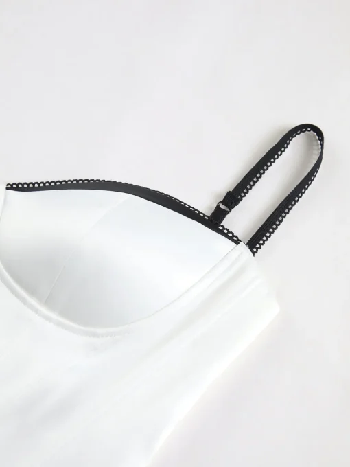 COMMENSE Corset Tops|Tank Tops & Camis^Contrast Trim Corset Cami Top White