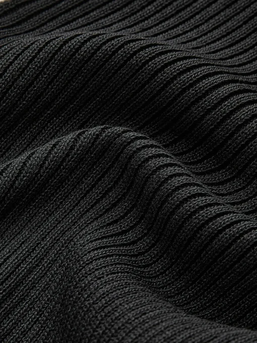 COMMENSE Sweater Tops|Sweaters & Cardigans^Contrast Trim Double-Zipper Knit Top Black