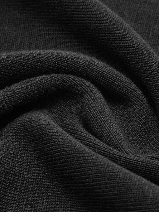 COMMENSE Black Dresses|Sweater Dresses^Contrast Trim Lace Up Sweater Dress Black