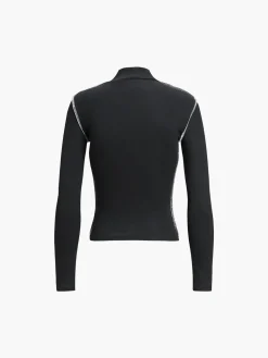 COMMENSE T-shirts|Tops^Contrast Trim Mock Neck Long Sleeve Top Black
