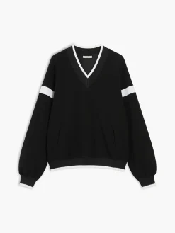 COMMENSE Sweatshirts & Hoodies|Tops^Contrast Trim Oversized Sweatshirt Grey