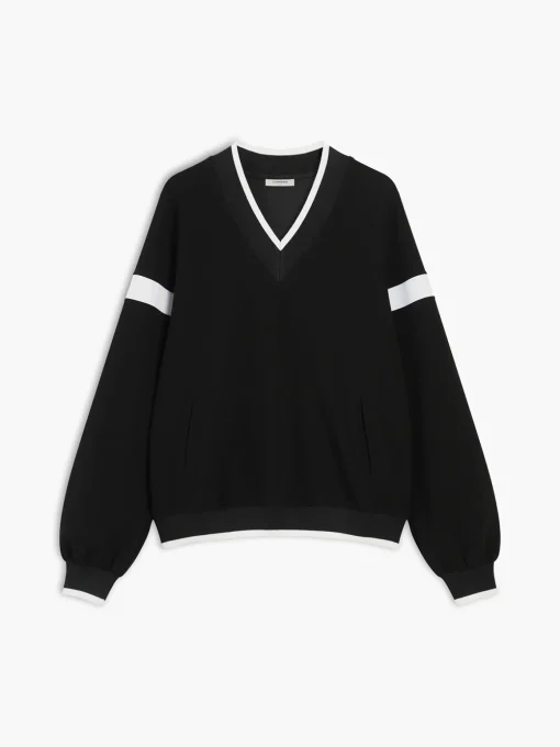 COMMENSE Sweatshirts & Hoodies|Tops^Contrast Trim Oversized Sweatshirt Grey