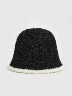 COMMENSE Hair Claws & Hats|Accessories^Contrast Trim Plush Bucket Hat Black