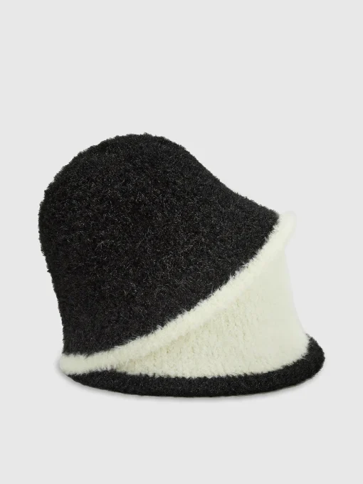 COMMENSE Hair Claws & Hats|Accessories^Contrast Trim Plush Bucket Hat Black