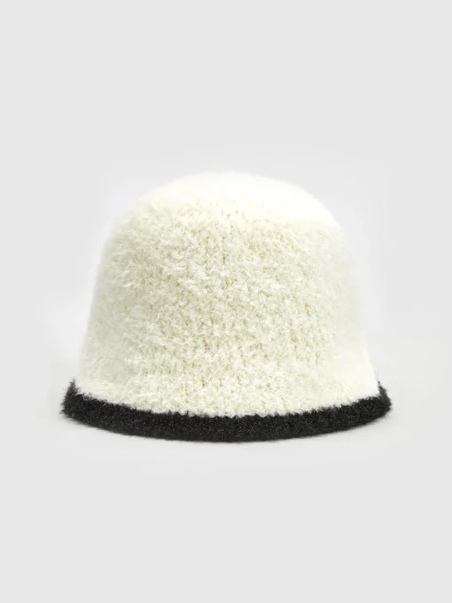 COMMENSE Hair Claws & Hats|Accessories^Contrast Trim Plush Bucket Hat Black