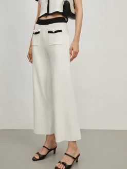 COMMENSE Pants|Knitwear^Contrast Trim Pockets Sweater Pants White