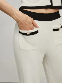COMMENSE Pants|Knitwear^Contrast Trim Pockets Sweater Pants White
