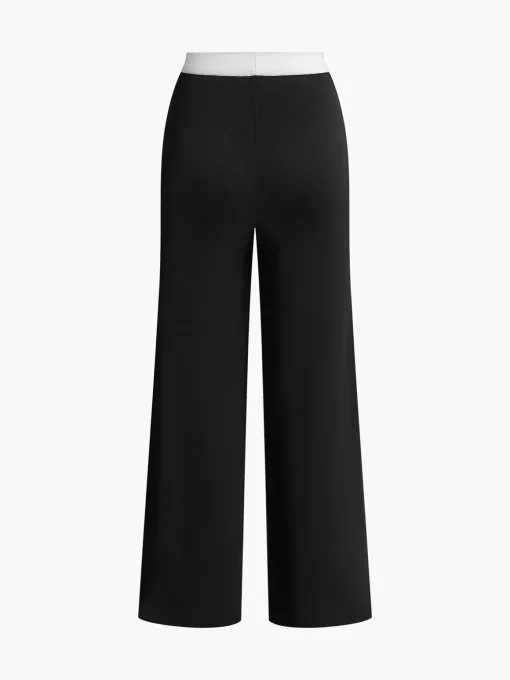 COMMENSE Pants|Knitwear^Contrast Trim Pockets Sweater Pants White