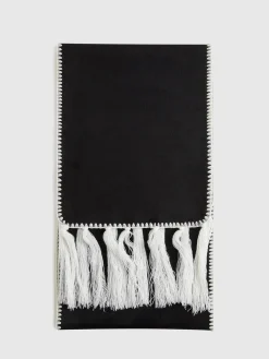 COMMENSE Accessories^Contrast Trim Tassel Scarf Black