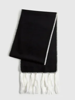 COMMENSE Accessories^Contrast Trim Tassel Scarf Black