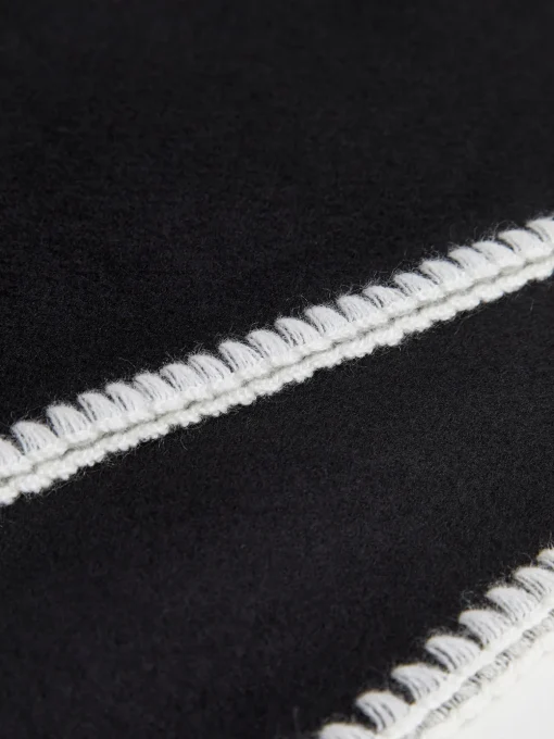 COMMENSE Accessories^Contrast Trim Tassel Scarf Black