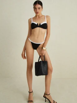 COMMENSE Swimwear|Tops^Contrast Two-Tone Bikini Set Black