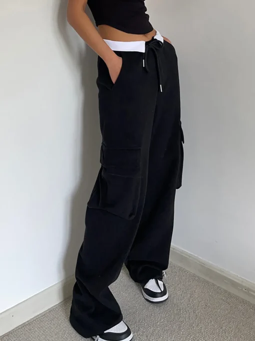 COMMENSE Pants|Knitwear^Contrast Waistband Cargo Sweatpants Grey