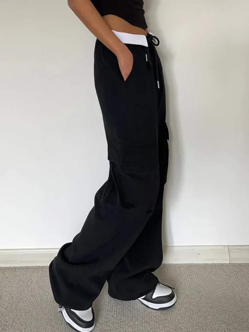 COMMENSE Pants|Knitwear^Contrast Waistband Cargo Sweatpants Grey