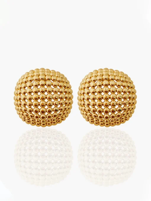 COMMENSE Earrings|Accessories^Copper Square Grid Earings Gold