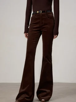 COMMENSE Pants|Bottoms^Corduroy Bootcut Pants Without Belt DarkBrown