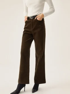 COMMENSE Wide Leg|Pants^Corduroy Wide Leg Pocket Pants DarkBrown