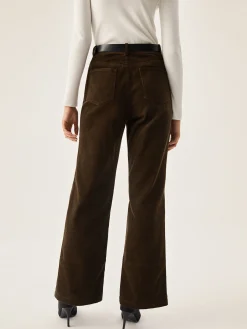 COMMENSE Wide Leg|Pants^Corduroy Wide Leg Pocket Pants DarkBrown