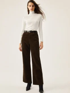 COMMENSE Wide Leg|Pants^Corduroy Wide Leg Pocket Pants DarkBrown