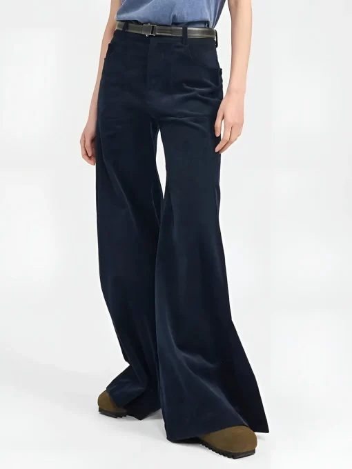 COMMENSE Pants^Corduroy Wide-Leg Pants Without Belt Navy