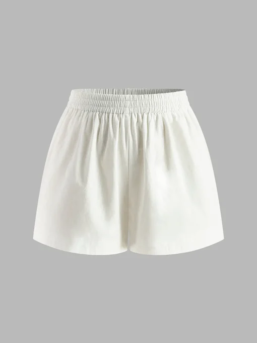 COMMENSE Shorts Sets|Shorts^Cotton & Linen Backless Halter Top With Shorts Set White