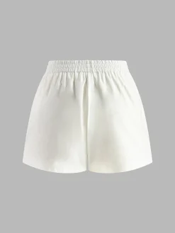 COMMENSE Shorts Sets|Shorts^Cotton & Linen Backless Halter Top With Shorts Set White
