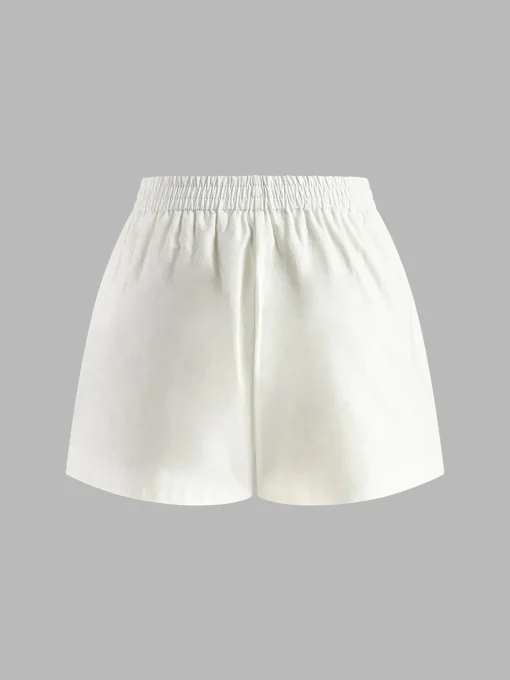 COMMENSE Shorts Sets|Shorts^Cotton & Linen Backless Halter Top With Shorts Set White