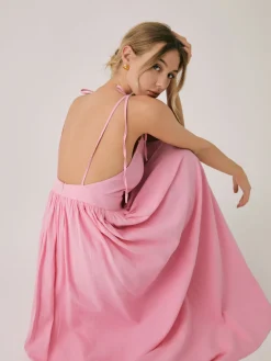 COMMENSE Casual Dresses|Summer Dresses^Cotton & Linen Backless Long Dress Apricot
