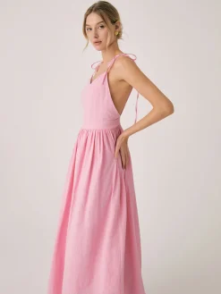 COMMENSE Casual Dresses|Summer Dresses^Cotton & Linen Backless Long Dress Apricot