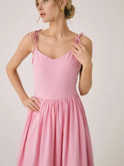 COMMENSE Casual Dresses|Summer Dresses^Cotton & Linen Backless Long Dress Apricot