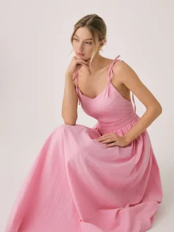 COMMENSE Casual Dresses|Summer Dresses^Cotton & Linen Backless Long Dress Apricot