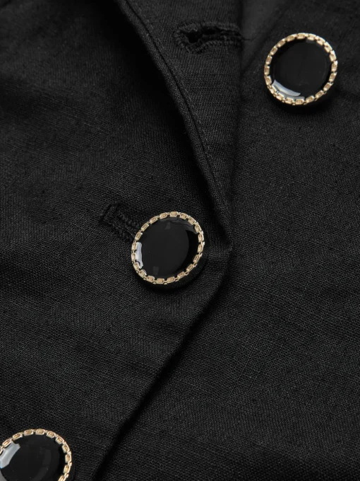 COMMENSE Skirt Sets|Long Sleeve Sets^Cotton & Linen Skirt Set Black