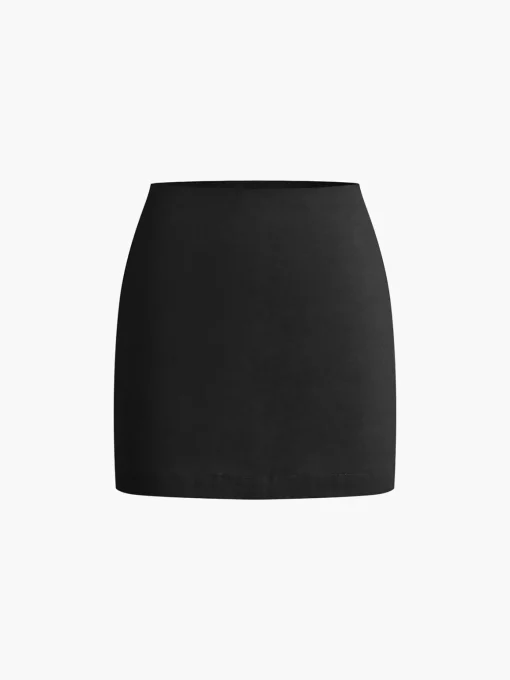 COMMENSE Skirt Sets|Long Sleeve Sets^Cotton & Linen Skirt Set Black