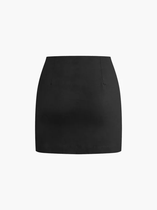 COMMENSE Skirt Sets|Long Sleeve Sets^Cotton & Linen Skirt Set Black
