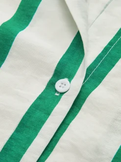 COMMENSE Blouses & Shirts|Tops^Cotton & Linen Stripe Shirt Green