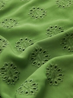 COMMENSE Work Dresses|Vacation Dresses^Cotton Blends Drawstring V-Neck Dress Green