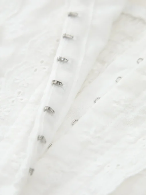 COMMENSE Tank Tops & Camis|Tops^Cotton Button-Front Lace Trim Cami Top White