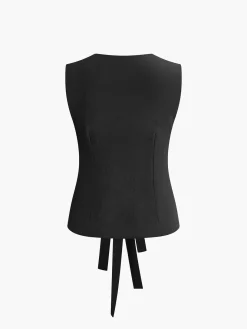 COMMENSE Tank Tops & Camis|Tops^Cotton Knotted Multi-Wear Tank Top Black