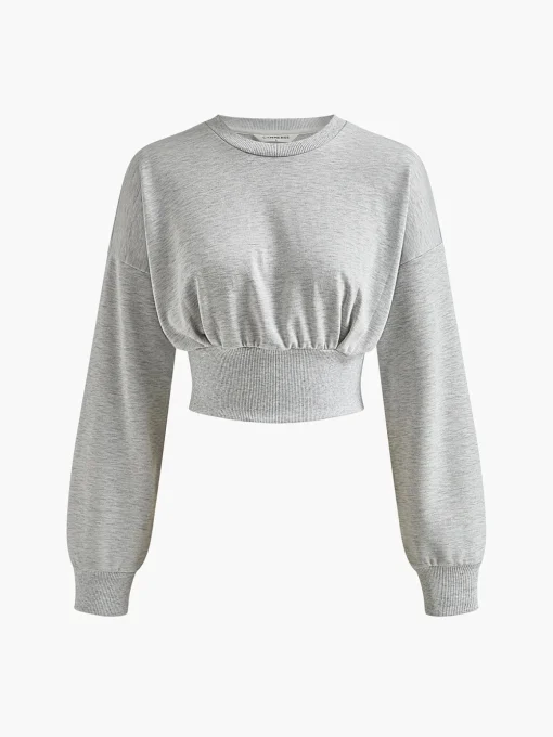 COMMENSE Sweatshirts & Hoodies|Corset Tops^Cotton Pleated Corset Sweatshirt Grey