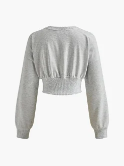 COMMENSE Sweatshirts & Hoodies|Corset Tops^Cotton Pleated Corset Sweatshirt Grey