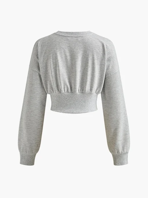 COMMENSE Sweatshirts & Hoodies|Corset Tops^Cotton Pleated Corset Sweatshirt Grey