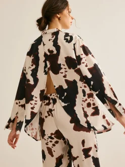 COMMENSE Blouses & Shirts|Matching Sets^Cow Printed Loose Shirt Multicolor