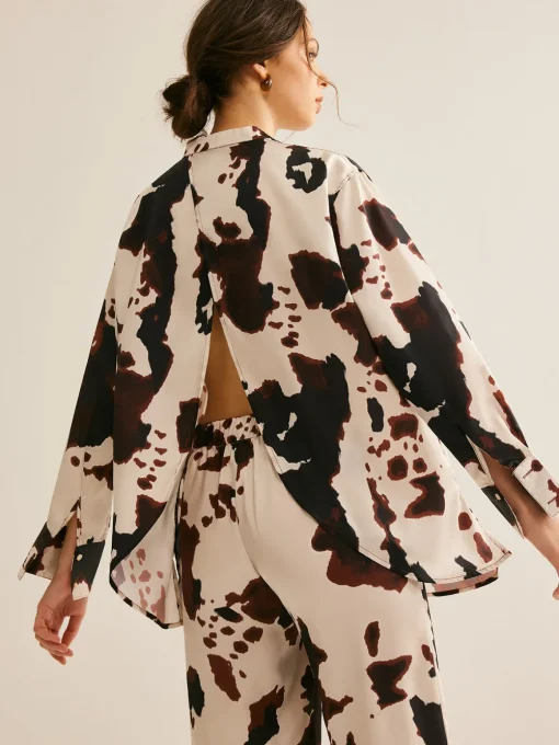 COMMENSE Blouses & Shirts|Matching Sets^Cow Printed Loose Shirt Multicolor