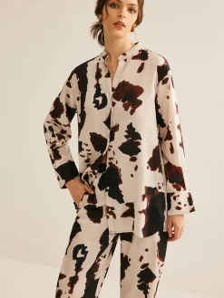 COMMENSE Blouses & Shirts|Matching Sets^Cow Printed Loose Shirt Multicolor