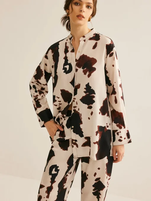 COMMENSE Blouses & Shirts|Matching Sets^Cow Printed Loose Shirt Multicolor